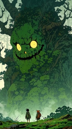 forest spirit wallpaper, magical creatures, enchanted forest, background for mobile wallpaper (vertical)