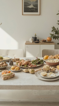 friendsgiving wallpaper, theme ideas, autumn decorations, background for mobile wallpaper (vertical)