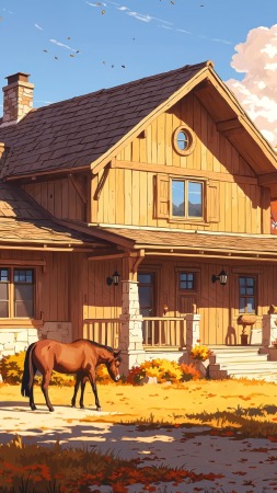 rustic farmhouse wallpaper, porch, vintage charm, background for mobile wallpaper (vertical)