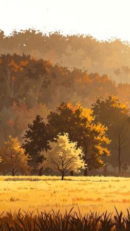 cozy fall wallpaper wallpaper, autumn landscape, golden leaves, background for mobile wallpaper (vertical)