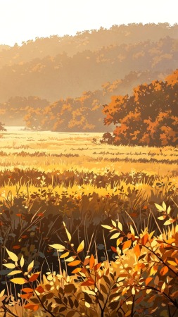 cozy fall wallpaper wallpaper, pumpkin patch, autumn landscape, background for mobile wallpaper (vertical)