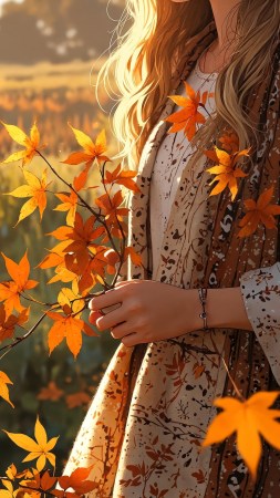 golden meadow wallpaper, peaceful nature, autumn foliage, background for mobile wallpaper (vertical)