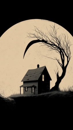 dark art wallpaper, gothic horror, spooky aesthetics, background for mobile wallpaper (vertical)