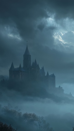 gothic wallpaper, dark clouds, supernatural elements, background for mobile wallpaper (vertical)