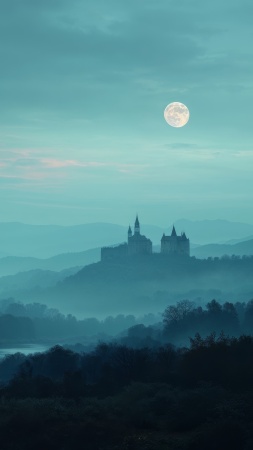 gothic halloween wallpaper, haunted house, horror aesthetic, background for mobile wallpaper (vertical)