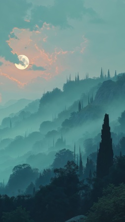 gothic halloween wallpaper, witching hour, full moon magic, background for mobile wallpaper (vertical)