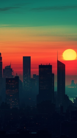 new york city wallpaper, skyline, architectural design, background for mobile wallpaper (vertical)