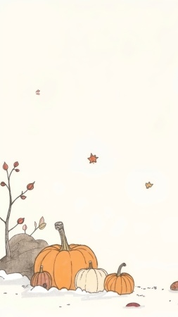 clipart wallpaper, fall decorations, harvest art, background for mobile wallpaper (vertical)