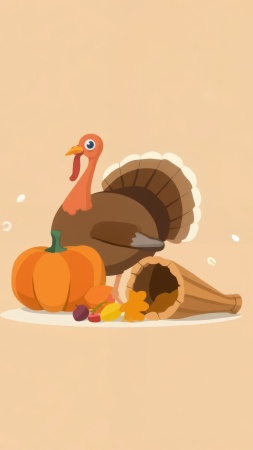 turkey art wallpaper, holiday graphics, festive clip art, background for mobile wallpaper (vertical)