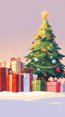 wrapping paper wallpaper, holiday gifts, christmas tree, background for mobile wallpaper (vertical)