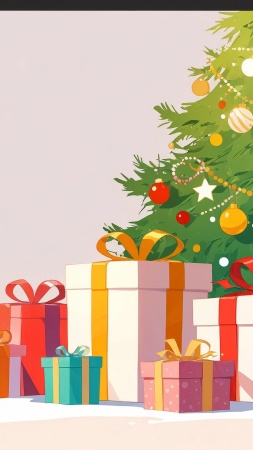 holiday decor wallpaper, tree ornaments, seasonal cheer, background for mobile wallpaper (vertical)