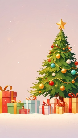 holiday gift wallpaper, decorative ribbons, christmas decorations, background for mobile wallpaper (vertical)