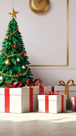 christmas gift wallpaper, gift ideas, last-minute gifts, background for mobile wallpaper (vertical)
