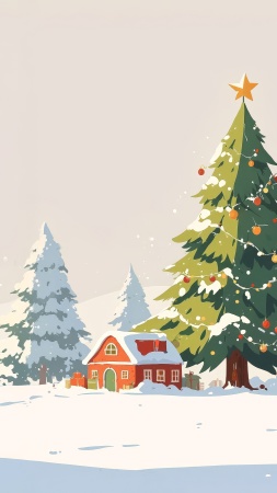 evergreen trees wallpaper, december holidays, snow-covered pine trees, background for mobile wallpaper (vertical)