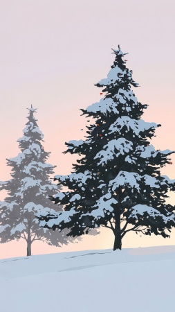 evergreen forest wallpaper, pine trees, snowy pines, background for mobile wallpaper (vertical)