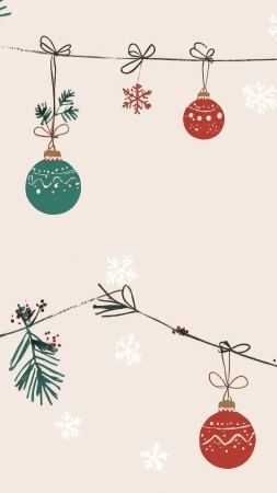 merry and bright wallpaper, festive wallpaper, seasonal wallpaper, background for mobile wallpaper (vertical)