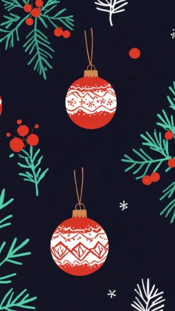 winter scenes wallpaper, pine cone decor, christmas ornaments, background for mobile wallpaper (vertical)