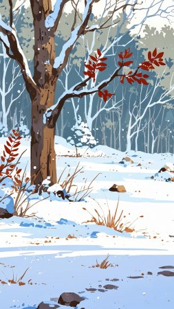 snowy scenery wallpaper, rustic cabins, winter magic, background for mobile wallpaper (vertical)