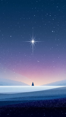 winter night wallpaper, snowy night, cosmic beauty, background for mobile wallpaper (vertical)