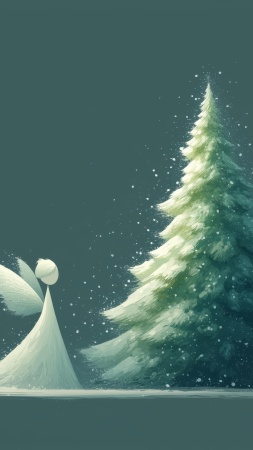 decor wallpaper, christmas angel, winter decorations, background for mobile wallpaper (vertical)