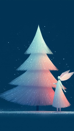 snow angel wallpaper, frosty background, serene background, background for mobile wallpaper (vertical)