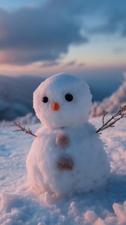 snow man wallpaper, snowball fight, outdoor play, background for mobile wallpaper (vertical)