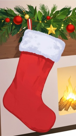 stocking wallpaper, stuffers, small presents, background for mobile wallpaper (vertical)