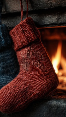 christmas stocking wallpaper, stocking stuffers, fireplace mantel decor, background for mobile wallpaper (vertical)