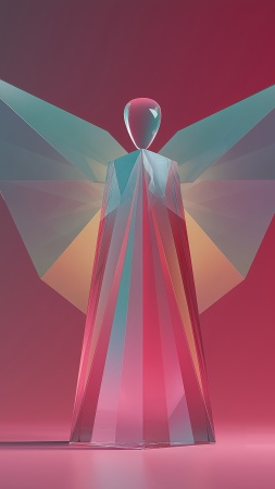 ice angel wallpaper, crystal art, glass art, background for mobile wallpaper (vertical)