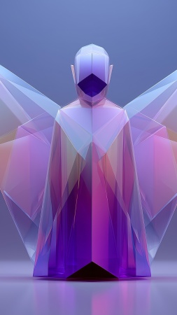 ice angel wallpaper, snow sculpture, crystalline art, background for mobile wallpaper (vertical)