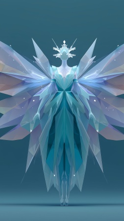 ice angel wallpaper, ice sculpture, crystal sculpture, background for mobile wallpaper (vertical)