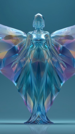 sculpture wallpaper, ice crystals, magical ice, background for mobile wallpaper (vertical)