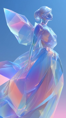 crystal sculpture wallpaper, magical ice, winter fantasy, background for mobile wallpaper (vertical)