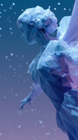 crystal sculpture wallpaper, outdoor sculpture, sculpted ice, background for mobile wallpaper (vertical)