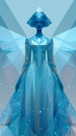 frost wallpaper, crystal sculpture, magical ice, background for mobile wallpaper (vertical)