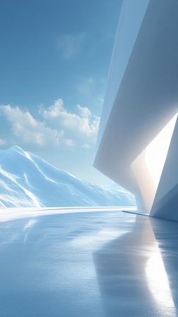 winter geometry wallpaper, minimalistic design, abstract winter art, background for mobile wallpaper (vertical)