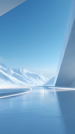 winter geometry wallpaper, modern frost aesthetics, sleek winter patterns, background for mobile wallpaper (vertical)