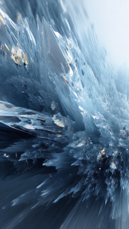 fractal wallpaper, icy shards, crystalline formations, background for mobile wallpaper (vertical)
