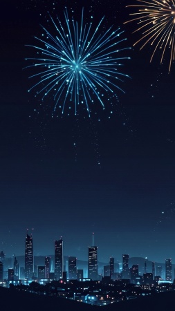 new years eve wallpaper, midnight countdown, fireworks display, background for mobile wallpaper (vertical)