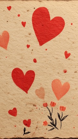 romantic decor wallpaper, sweet sentiments, valentines day, background for mobile wallpaper (vertical)