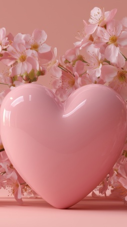 romantic flowers wallpaper, heart gifts, valentine gift, background for mobile wallpaper (vertical)