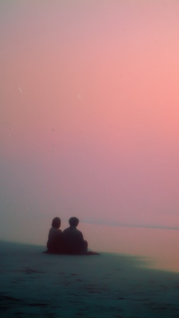 romantic beach wallpaper, seaside escape, coast, background for mobile wallpaper (vertical)