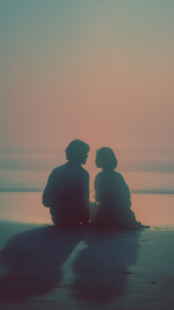 beachside bliss wallpaper, coastal aesthetic, intimate moments, background for mobile wallpaper (vertical)