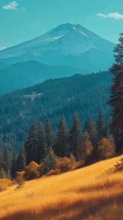 scenic mountains wallpaper, mountain landscape, nostalgic vibes, background for mobile wallpaper (vertical)