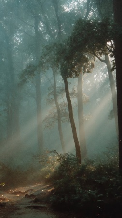 woodland scenery wallpaper, wild forest, natural landscape, background for mobile wallpaper (vertical)