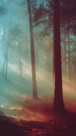 magical woods wallpaper, tranquil grove, soft light, background for mobile wallpaper (vertical)