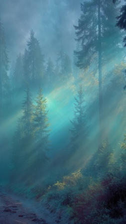 fairy tale wallpaper, ethereal light, dreamy colors, background for mobile wallpaper (vertical)