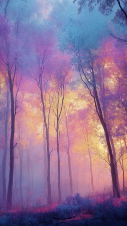 magical woods wallpaper, surreal imagery, enchanted garden, background for mobile wallpaper (vertical)