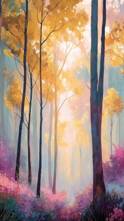 magical landscape wallpaper, soft glow, dreamy aesthetics, background for mobile wallpaper (vertical)