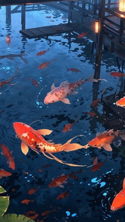 harmony wallpaper, water feature, outdoor oasis, background for mobile wallpaper (vertical)